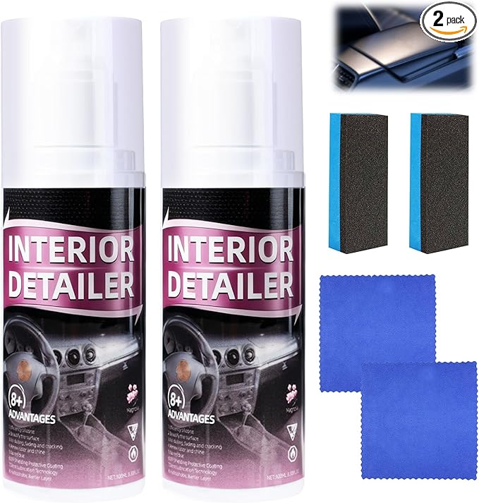 2pcs Car Interior Cleaner,Deep Cleaner Polishing, Large 15 Ounce Capacity Interior Detailer, Tire Cleaner, Suitable for Cleaning Rubber, Plastic, leather Surfaces Inside the Car