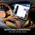 Car Tray & Car Desk for Laptop, 360° Rotating Wood Cup Holder Table, Steering Wheel Tray, Car Accessories for Women & Men,Compatible with Tesla Model Y/3/S, Ford F150/Explorer/Maverick & Most Vehicles