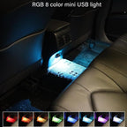 Lcyam Three Sides Emit Light USB Type-A Car LED Ambient Light 7Leds RGB Atmosphere Lamp, Interior Dimmable Mood Lighting for Cars/SUV/Trucks