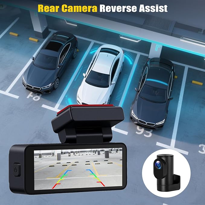 4K Dual Dash Cam Front and Rear, 4K+1080P FHD Car Camera,Dash Camera for Cars Car Camera with GPS WiFi App Control 150° Wide Angle Night Vision G-Sensor Loop Recording 24H Parking Monitoring