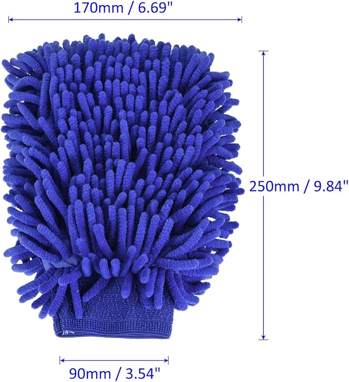 M METERXITY Microfiber Chenille Wash Mitt - Double Side Reusable Gloves for Cleaning Scratch-Free, Apply to Car Cleaning, Kitchen