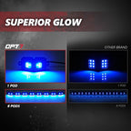 OPT7 Photon RGB LED Magnetic Rock Lights w/Bluetooth APP & Remote - 8 Pods Aluminum Frame Wide Angle Underglow Kit, IP68 Waterproof for Offroad Jeep SUV ATV UTV - Truck Decorations, Mothers Day Gifts