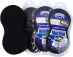Professional 8-Shaped Car Detailing Sponge, Extra Large Thick Cell Foam Pad for Safe Waxing, Washing, And Drying Effectively Adsorb Dust Particles，Long Lifespan Without Deformation (Black 3PC)