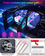 72 LED USB Interior Strip Lights Dream Color RGB-IC 12V DC with App RF Remote Control Multicolor Footwell Under Dash Chasing Inside Light Kits 4 Lines Music Sync Mode for Cars Truck ATV UTV