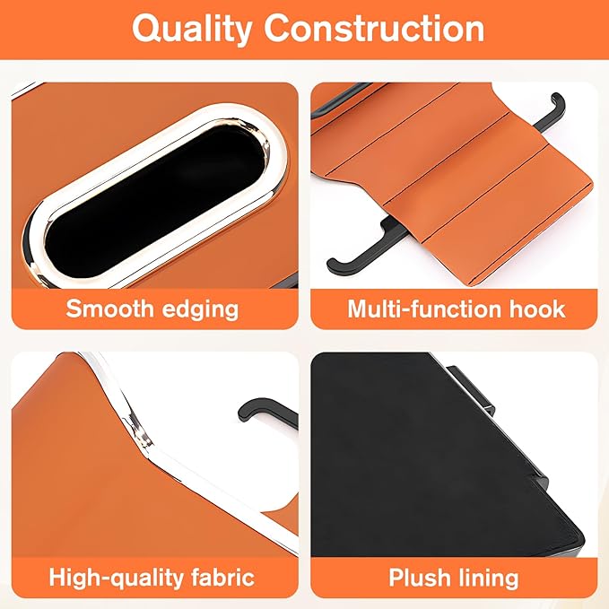 Multifunctional Car Seat Back Storage Box, Universal Car Seat Organizer, Car Seat Tissue Box and Organizer, Car Seat Paper Towel Organizer， Car Organizer with 2 Drink Cup Holders (Brown)