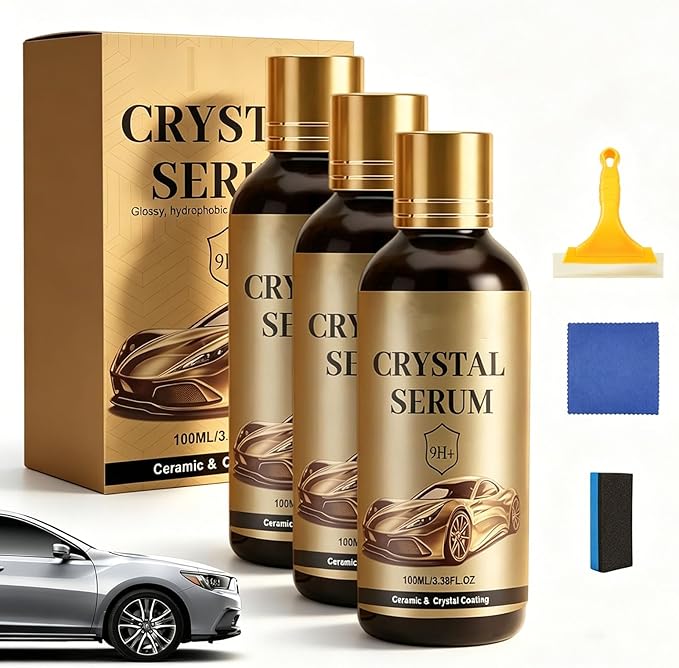 PTZ Crystal Serum for Cars - Advanced 9H Graphene Ceramic Coating for Cars, Professional Auto Ceramic Coating for Paint Protection, High Gloss Crystal Coatings for Car Plastic Parts & Wheels (3Pcs)
