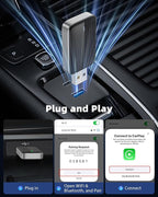 MoKo Wireless CarPlay Adapter for Apple iPhone, Mini Car Play Adapter for iOS 10+ & Cars with Apple CarPlay, Wired Car Play to Wireless, Fast Response Stable Control No Delay Not for Android,BlackGry