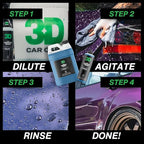 3D SiO2 Ceramic Wash & Wax Soap - 1 Gallon - pH Neutral Car Shampoo with Hydrophobic Protection & Deep Gloss | SiO2 Coating | Scratch-Free Detailing