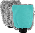 2 Pack Premium Microfiber Chenille Car Washing Mitt, Dual Sided Wash Gloves, No Scratch, Lint Free Washing and Detailing for Car Washing and Detailing (Teal Colored)