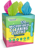 UNIMADE Microfiber Cleaning Cloth, 120 Pack Reusable Paper Towels Microfiber Towels for Cars Lint Free Washable Tissues Shop Rags with Dispenser Box for Home Kitchen Automotive, 11"x 9", Multicolor