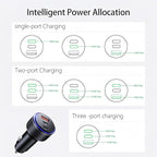 USB C Car Charger,90W 3-Port Dual USB-C & USB-A Car Power Adapter,Includes a Fast Charging Cable for iPhone 16/15/14/13/12/11/Pro Max, iPad, Samsung Galaxy, Google Pixel and Android Devices