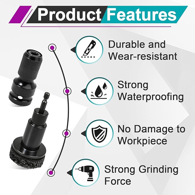 2 Sets Wheel Hub Cleaning Kit Fits Power Drill or 1/2" Impact Driven Wrenches for Car & Truck, Hub Cleaning Tool Quickly Remove Rust from Studs and Brake Discs