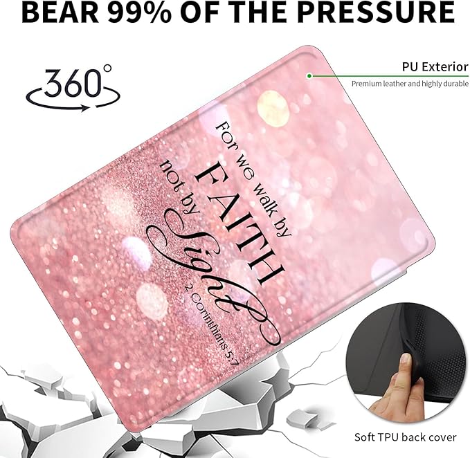 Case for Kindle Scribe,360 Degree Rotating Swivel PU Leather Stand Flip Folio Cover with Auto Wake/Sleep for Amazon Kindle Scribe Cover 10.2 Inch (2024/2022 Release),Pink Glitter