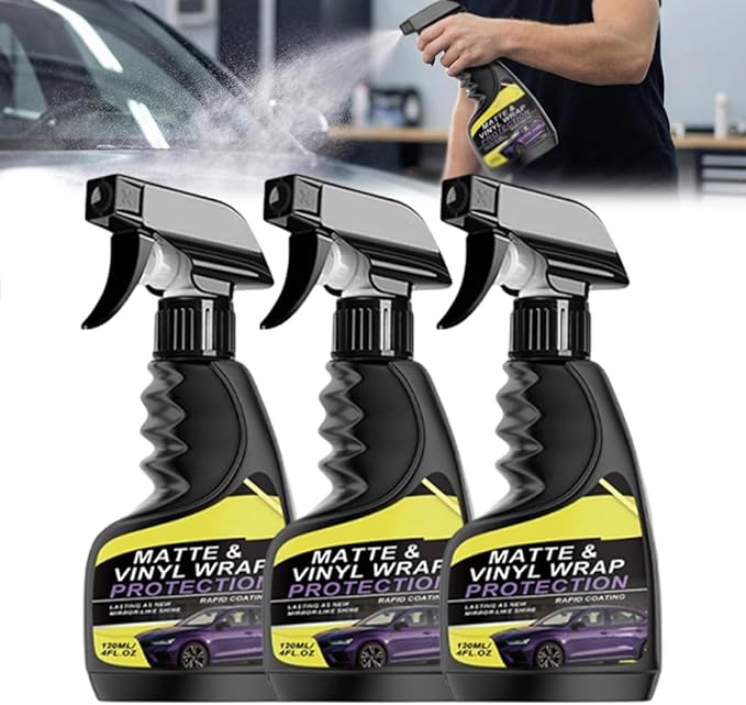 Matte & Vinyl Wrap Protection Spray, Cars Vinyl Wrap Protectant Cleaner, Matte Finish Detailer and Spray Sealant for Cars, Cleaning and Maintenance, Coating Care (3PCS)