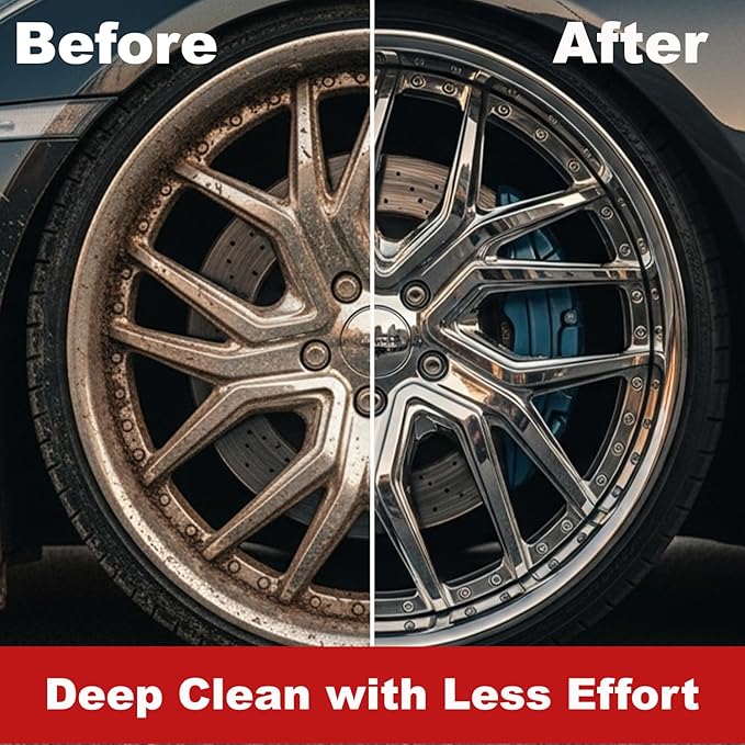 EZ Detail Brush Big - Red - Wheel Rim Cleaner for Cars, Bike, Trucks, Motorcycle, and Other Vehicles. Non-Scratch Auto Detailing Tool, Easily reaches Nook and Crannies