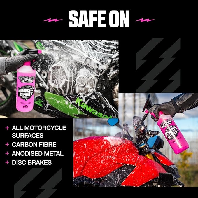 Muc Off 664US Nano-Tech Motorcycle Cleaner, 1 Liter - Fast-Action, Biodegradable Motorbike Cleaning Spray - Safe On All Surfaces and All Types of Motorcycle Pink
