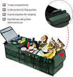 Car Trunk Organizer with Cooler Bag, Collapsible Multi-Compartment Car Organizer for SUV, Truck, Durable Car Storage Organizer for Groceries, Camping, Christmas Gifts (Green)