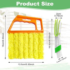 4Pcs Blind Cleaner Duster Tool Set with 7-Finger & 3-Finger Brushes，Washable Multi-Surface Dusting Kit for Wood Blinds, Venetian Blinds, AC Vents, Car Vents, Shutters & Fans (Orange+Blue)
