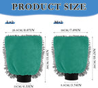 Qilmy Lake Green Microfiber Chenille Car Wash Sponge Scratch Free Car Wash Mitt Absorbent Mitt Sponge for Trucks SUVs Car Washing Home Cleaning, Medium