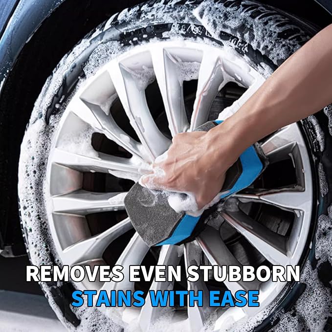 Car Wash Sponges, Soft Foam Sponges Extra Thick Large For Cleaning Non Scratch Sponges fit SUV RV Bike, Engineered for Rich Lather Ergonomic Grip Design Improve Cleaning Efficiency, Blue 3PCS