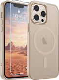 SUPFINE Magnetic for iPhone 13 Pro Max Case(Compatible with MagSafe)(Military Grade Drop Protection) Slim Translucent Matte Shockproof with Anti-Fingerprint Phone Case,Desert Gold