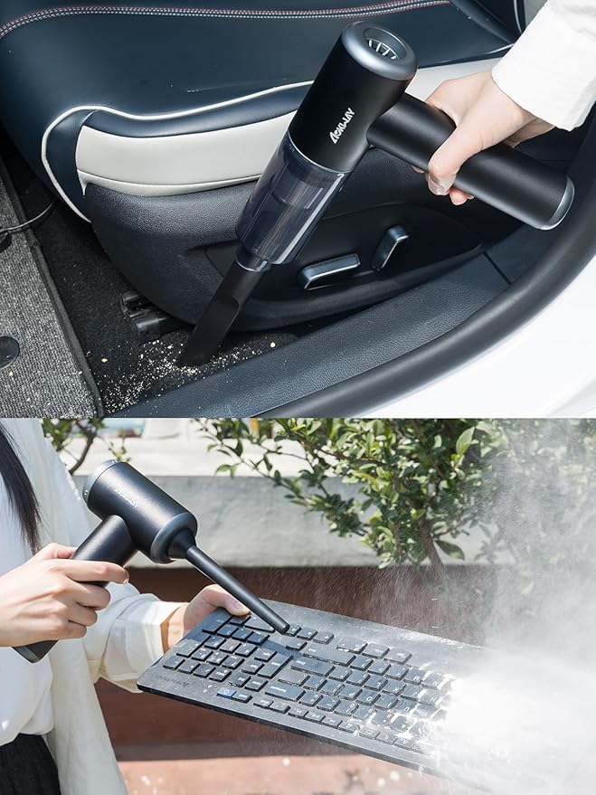 aokway Car Vacuum Portable Cordless 15000PA Powerful Suction, 7500mAh, 4-in-1, High Power Mini Vacuum Cleaner for Car, Home, PC, Keyboard, Desk Cleaning Small Handheld Rechargeable (Black)