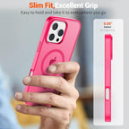 SUPFINE Magnetic for iPhone 16 Pro Max Case (Compatible with MagSafe) (Military Grade Drop Protection) Slim Translucent Matte Shockproof with Anti-Fingerprint Phone Case, Hot Pink