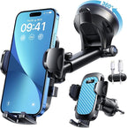 YRU True Military-Grade [360° Rotation Suction] 2026 Ultimate Car Phone Holder Mount 【90+LBS Safest Strongest & Patent Certs】 Dashboard Windshield Vent for iPhone 17 16 Pro Max Samsung, Royal Blue