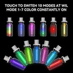 4 PCS USB Night Light, Touch Dimmable Mini USB LED Car Interior Ambient Lights, Portable Plug-in Glass Bottle Night Lamp for Car, Tent, Desk, Bedside (2RGB&1Red&1Blue)