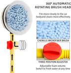 Car Wash Brush with Long Handle,Auto Rotating Car Wash Brush Cleaning Kit 360° Spin Car Mop with Pressure Washer Gun and Hose Nozzle for Cars RV Truck Yards Gardens etc
