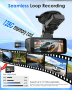 4K+4K Dash Cam Front and Rear, Free 128GB Card Included, 5.8GHz WiFi-20MB/s Fast Download, Dash Camera for Cars with Accurate GPS, G-Sensor, WDR Night Vision, 3.39" IPS Screen, 24H Parking Mode