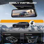 CAMECHO Mirror Dash Cam, 9.66" 1080P FHD IPS Touch Screen Rear View Mirror Camera, Front and Backup Camera for Cars, Dashcam Night Vision, Loop Recording, Wide Angle, Parking Assistance