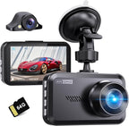 Miden 4K+4K Dash Cam Front and Rear,Free 64G SD Card,2160P+2160P UHD Dual Dash Camera for Cars,176°+160°Wide Angle,3.5'' IPS Screen Dashcam,Loop Recording,G-Sensor,WDR,Night Vision,24H Parking Monitor