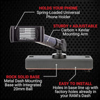 Bulletpoint Dash Cell Phone Holder For RAM Truck (2019+ 1500, 2500, 3500 and TRX) with 20mm Single Ball Mount - Compatible with iPhone and Android Smartphones