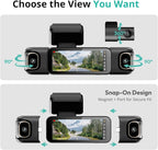 BOTSLAB 3K 4 Channel Dash Cam, 24/7 Parking Mode with Hardwire Kit, 560° View, Front and Rear Inside Car Camera with 3.18”Touch Screen, Night Vision Voice Control, Free 128GB Card 5.8GHz WiFi & GPS