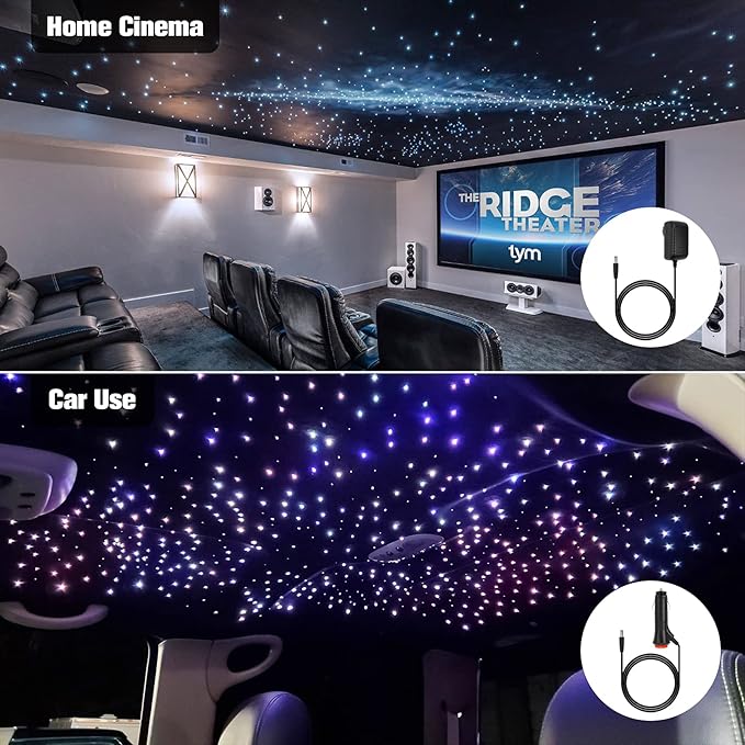 CHINLY Mini Twinkle 550pcs Starlight Headliner Kit 550 Piece Star Lights for Car,9.8ft Car Star Lights,APP RGBW Fiber Optic Light Starlights Headliner Kit for Home Theater