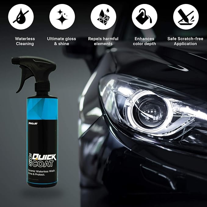 Proje Premium Car Care SiO2 Quick Coat - Ceramic Coating Spray - Ceramic SiO2 Booster - Shine Seal & Protect - Ceramic Spray Sealant - Hydrophobic Top Coat for Cars, RVs, Trucks, & Motorcycles - 8 oz