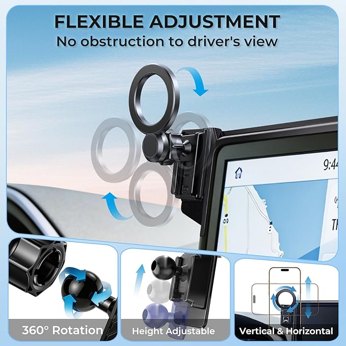 Car Phone Holder for Ford Bronco Sport 2024 2023 2022 2021 8-Inch Screen(Not Fit 2025+,Not Fit Bronco) 360° Rotation Magnetic Cell Phone Mount, Compatible with Magsafe, Does Not Affect Air Vent