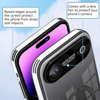 Guppy Compatible with iPhone Air Magnetic Case, with Full Camera Lens Protector [Compatible with MagSafe] Scratch Resistant Gradient Glass Back Cover Phone Case-Black