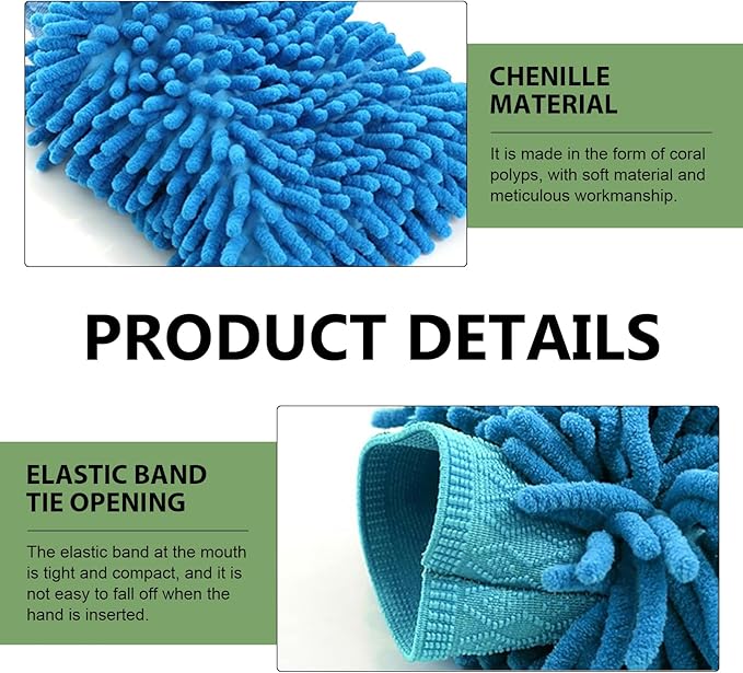 MLY Microfiber Car Wash Mitt, Double-Sided Plush Green Mitt Kit Cleaner, Car Wash Mitt Scratch Free for Car Washing and Home Cleaning (7.12" x 10.14" # Blue)