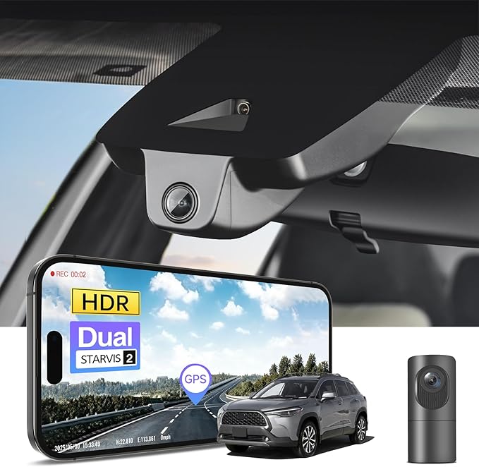 4K Front & 2K Rear 2 Channel HDR Dash Cam, Dual STARVIS 2 IMX678 IMX675, Custom Fit for Toyota Corolla Cross & Corolla Cross Hybrid 2022 (Model B), LE L XLE etc, 5GHz WiFi, GPS, 128GB Card