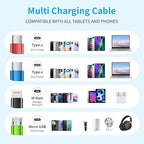 USB C Multi Charging Cable, Dual USB C 4 in 1 Charging Cable, Multi Chargers for All Devices with IP/Type C/Type C/Micro Port, Compatible with Most Cell Phones/Tablets and More [2Pack 5FT]