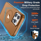 SUPFINE Magnetic for iPhone 14 Pro Max Case (Compatible with MagSafe) (Military Grade Drop Protection) Slim Translucent Shockproof with Anti-Fingerprint Phone Case,Brown