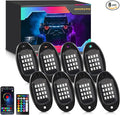 MONDEVIEW 8 Pods RGB LED Rock Lights for Jeeps Trucks Golf Carts & UTVs, Waterproof Underglow Kit with APP Control, Music Mode, 12V Underbody Neon Lights for Cars, ATV, RZR, SUV, Offroad Vehicles