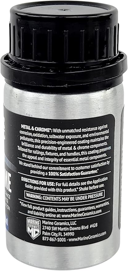 Professional Metal & Chrome Ceramic Coating (50ml) / 18 Month Protection from Oxidation, Rust, Scratches, Water Spots, 2x Thicker, Easy Application for Railings, Anchors, Cleats etc