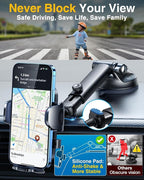 YRU True Military-Grade [360° Rotation Suction] 2026 Ultimate Car Phone Holder Mount 【90+LBS Safest Strongest & Patent Certs】 Dashboard Windshield Vent for iPhone 17 16 Pro Max Samsung, Light Gray
