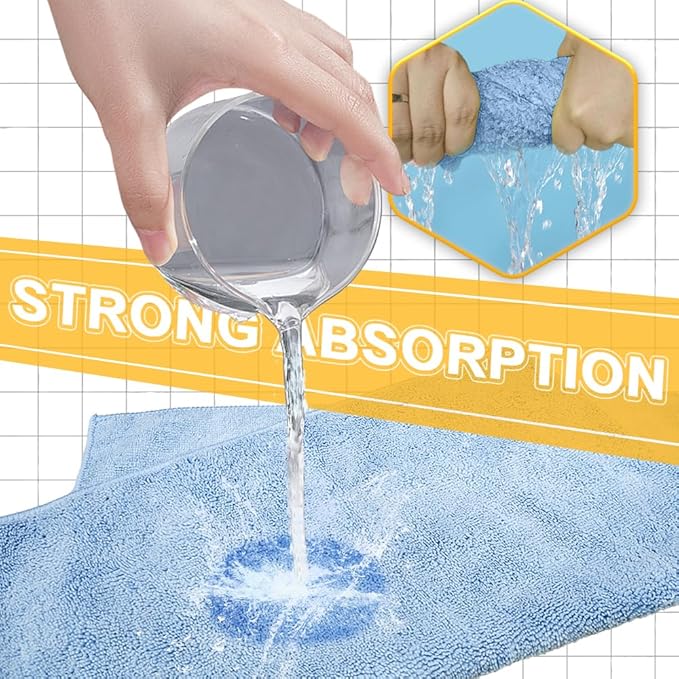 Car Wash Drying Towels, 450gsm Ultra-Thick Absorbent Lint-Free Extra Soft Microfiber Rags for Car Detailing, Interior & Exterior Cleaning Cloths, 16in x 16in - Microfiber, Blue, 6 Packs