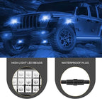 WZP 4 Pods RGB LED Rock Lights, Multicolor Underglow LED Light Kit with APP Control & Music Mode, 12V Waterproof PVC Off Road Lights, Wheel Light for Truck SUV ATV UTV Golf Cart Pickup