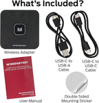 Monster Wireless CarPlay Adapter, Wireless Android Auto Adapter, Convert Wired to Wireless CarPlay & Android Auto, Compact Dongle for Factory Wired CarPlay Cars, USB-C & USB-A Cables Included