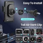 Wireless Car Phone Charger Holder, Smart Auto-Clamping Fast Charging Car Phone Holder with Atmosphere Lights, Rotating Air Vent Mount Compatible with All Smartphones (Black)